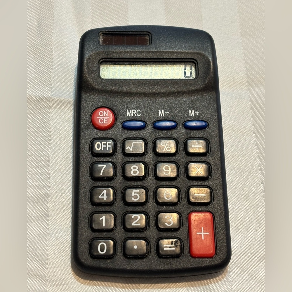 Small Black Pocket Calculator (Good Condition)